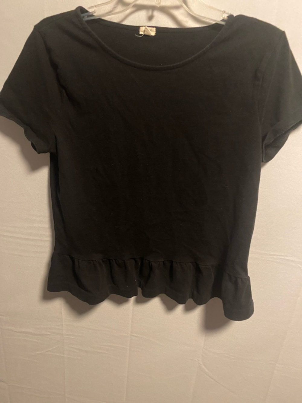 J. Crew Black Short-Sleeve Ruffle-Hem Tee